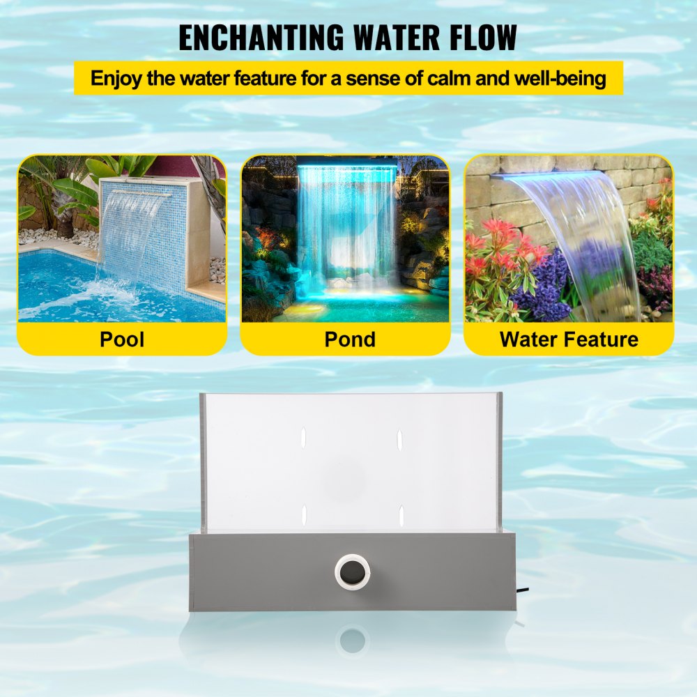 PQSB-9837 - Modern Acrylic Waterfall Spillway with LED Light Strip