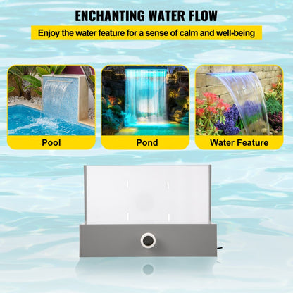 PQSB-9837 - Modern Acrylic Waterfall Spillway with LED Light Strip