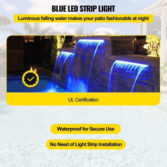 PQSB-9837 - Modern Acrylic Waterfall Spillway with LED Light Strip