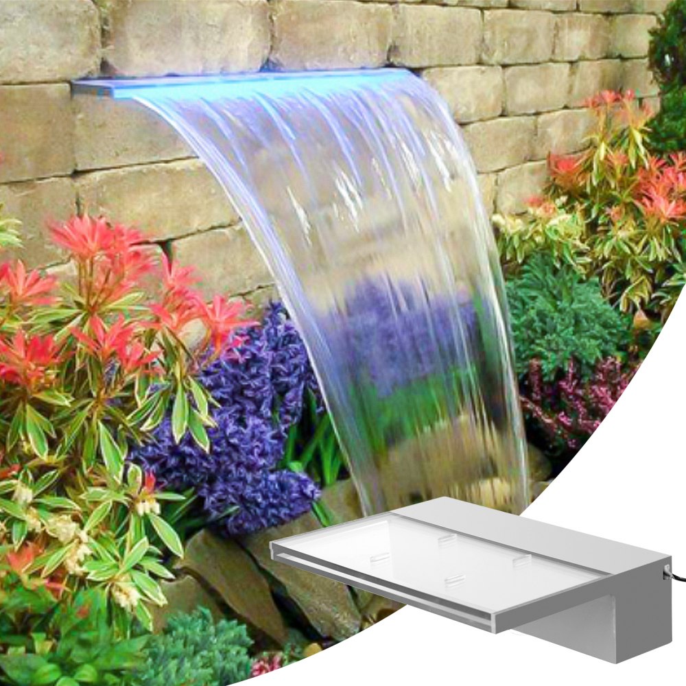 PQSB-9837 - Modern Acrylic Waterfall Spillway with LED Light Strip