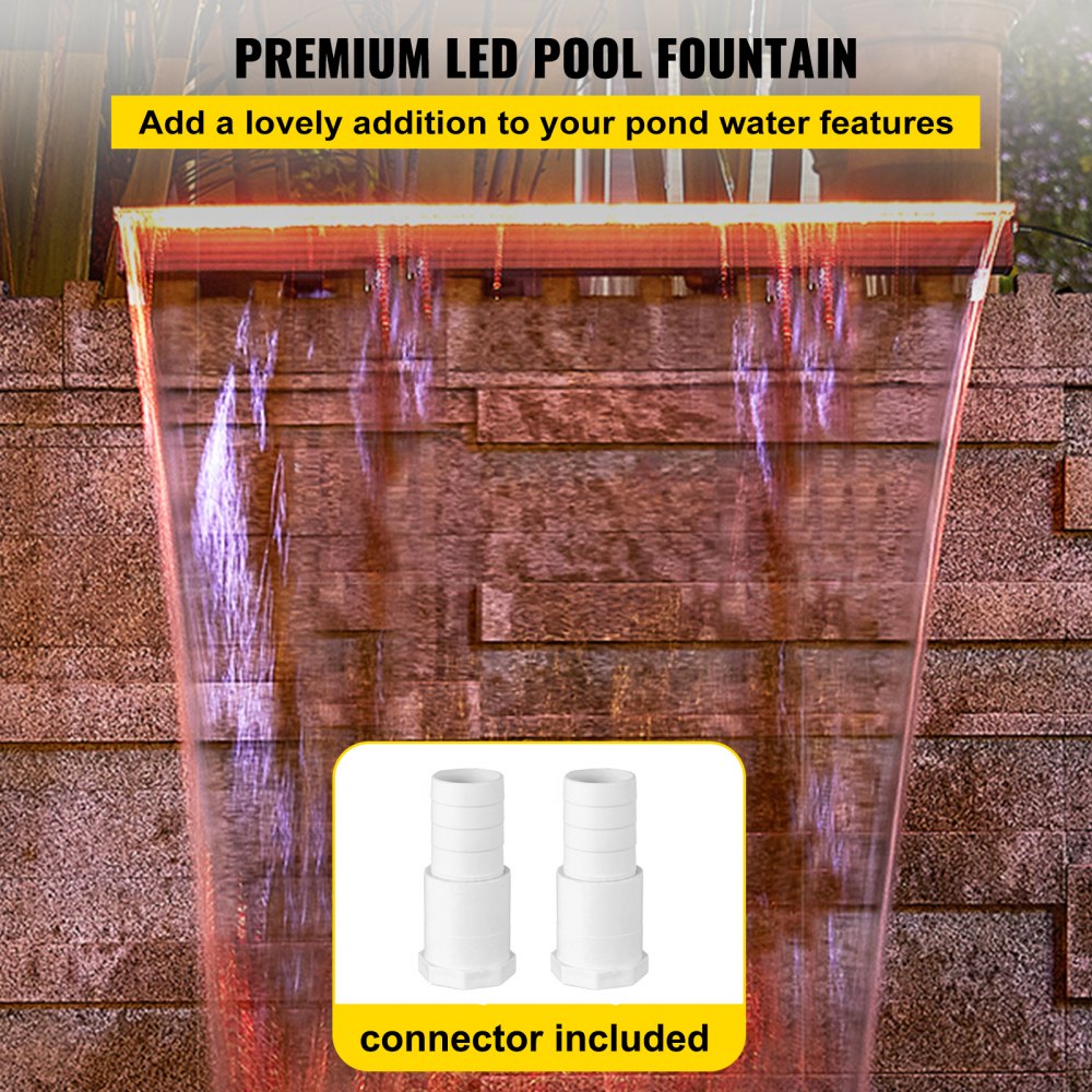 PQSB-5009 - 23.6" Acrylic Fountain Spillway with LED Remote Control