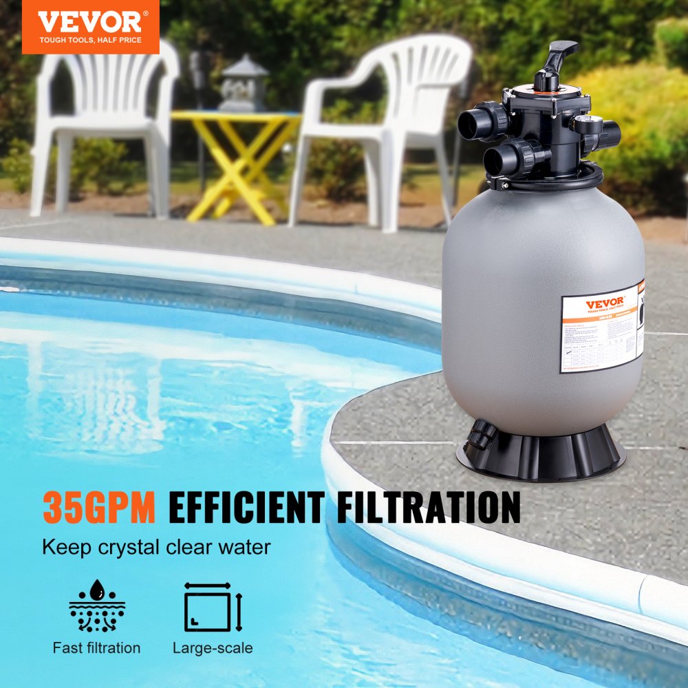 25023BX - 16" Sand Filter for Clear Pool Water, 35 GPM Flow Rate