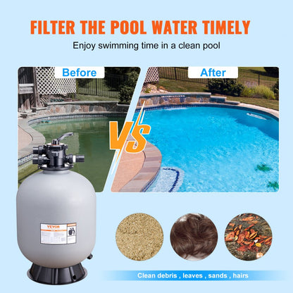 25053BX - 24" VEVOR Sand Filter, 65 GPM, Durable HDPE Design