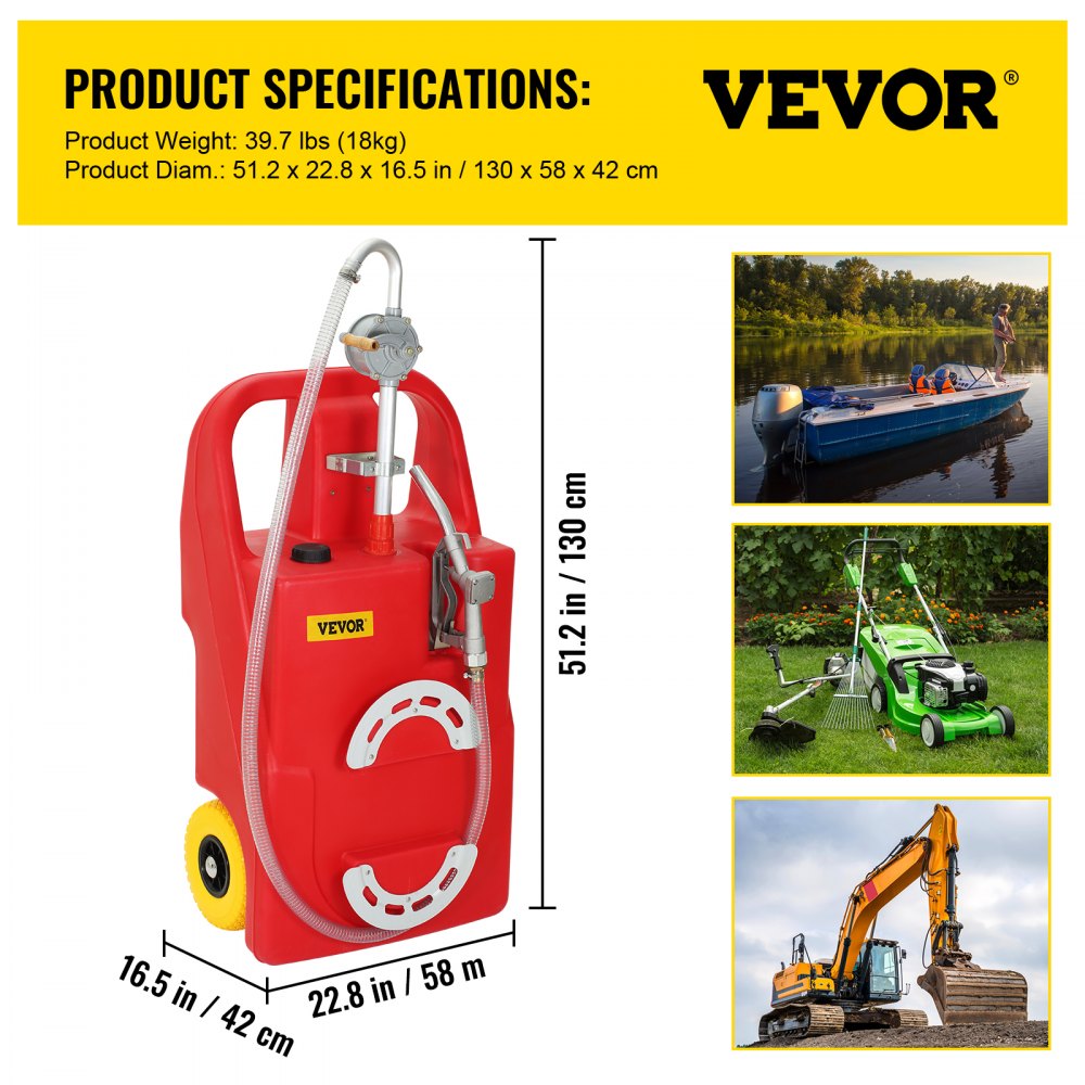 VV-01650-010 - 25 Gallon Portable Fuel Caddy with Wheels and Handle
