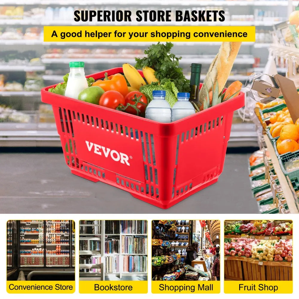 Store Baskets Red - Sturdy 5.6 Gal Plastic Baskets, 16.9 x 11.8 in Set of 12