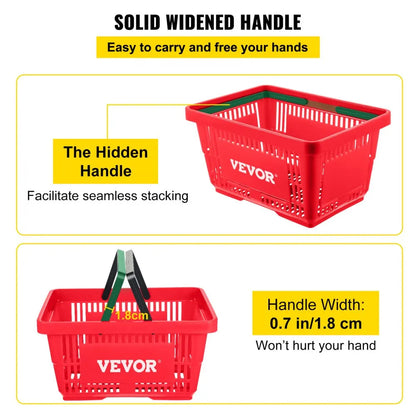 Store Baskets Red - Sturdy 5.6 Gal Plastic Baskets, 16.9 x 11.8 in Set of 12