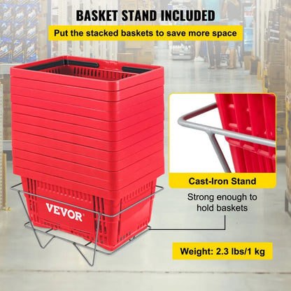 Store Baskets Red - Sturdy 5.6 Gal Plastic Baskets, 16.9 x 11.8 in Set of 12