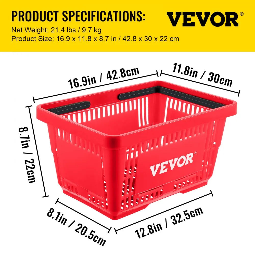 Store Baskets Red - Sturdy 5.6 Gal Plastic Baskets, 16.9 x 11.8 in Set of 12