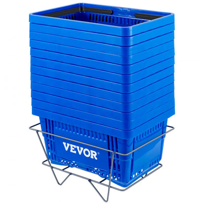Store Baskets Blue - Set of 12 HDPE 21L Shopping Baskets, 16.9 x 11.8 in