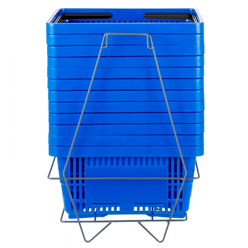 Store Baskets Blue - Set of 12 HDPE 21L Shopping Baskets, 16.9 x 11.8 in