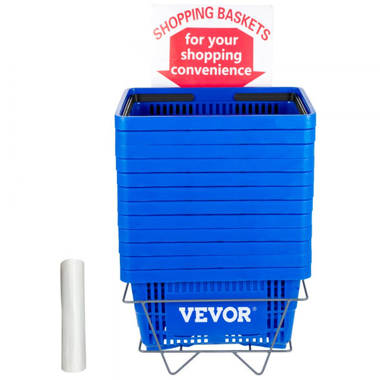 Store Baskets Blue - Set of 12 HDPE 21L Shopping Baskets, 16.9 x 11.8 in