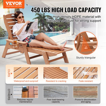 S-TY04 - 72.8” Adjustable Outdoor Chaise Lounge Chair for 450 lbs Capacity
