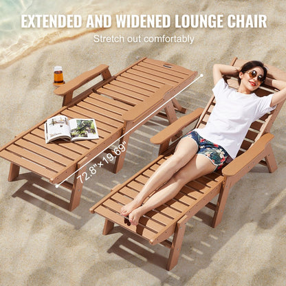 S-TY04 - 72.8” Adjustable Outdoor Chaise Lounge Chair for 450 lbs Capacity