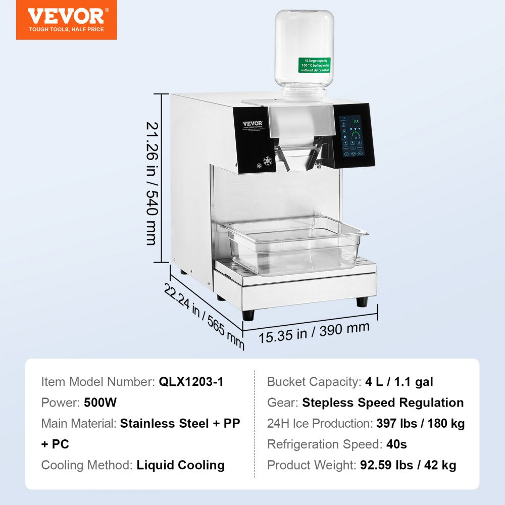 QLX1203-1 - 397LBS/24H Liquid-Cooled Ice Machine for Quick Milkshakes