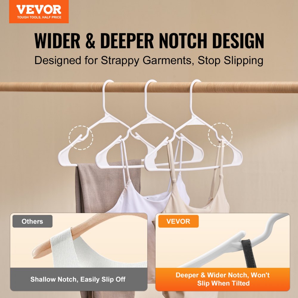 SW7731 - Space-Saving 0.2 in Plastic Non-Slip Hangers, 50 Pack