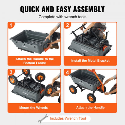 TC4273A - Heavy-Duty Dump Cart with 1500 lbs Capacity & Steel Frame
