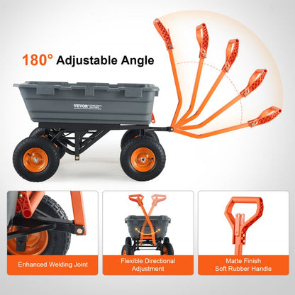 TC4273A - Heavy-Duty Dump Cart with 1500 lbs Capacity & Steel Frame