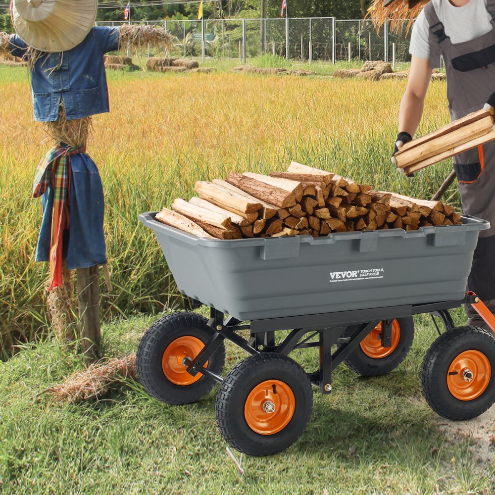 TC4273A - Heavy-Duty Dump Cart with 1500 lbs Capacity & Steel Frame