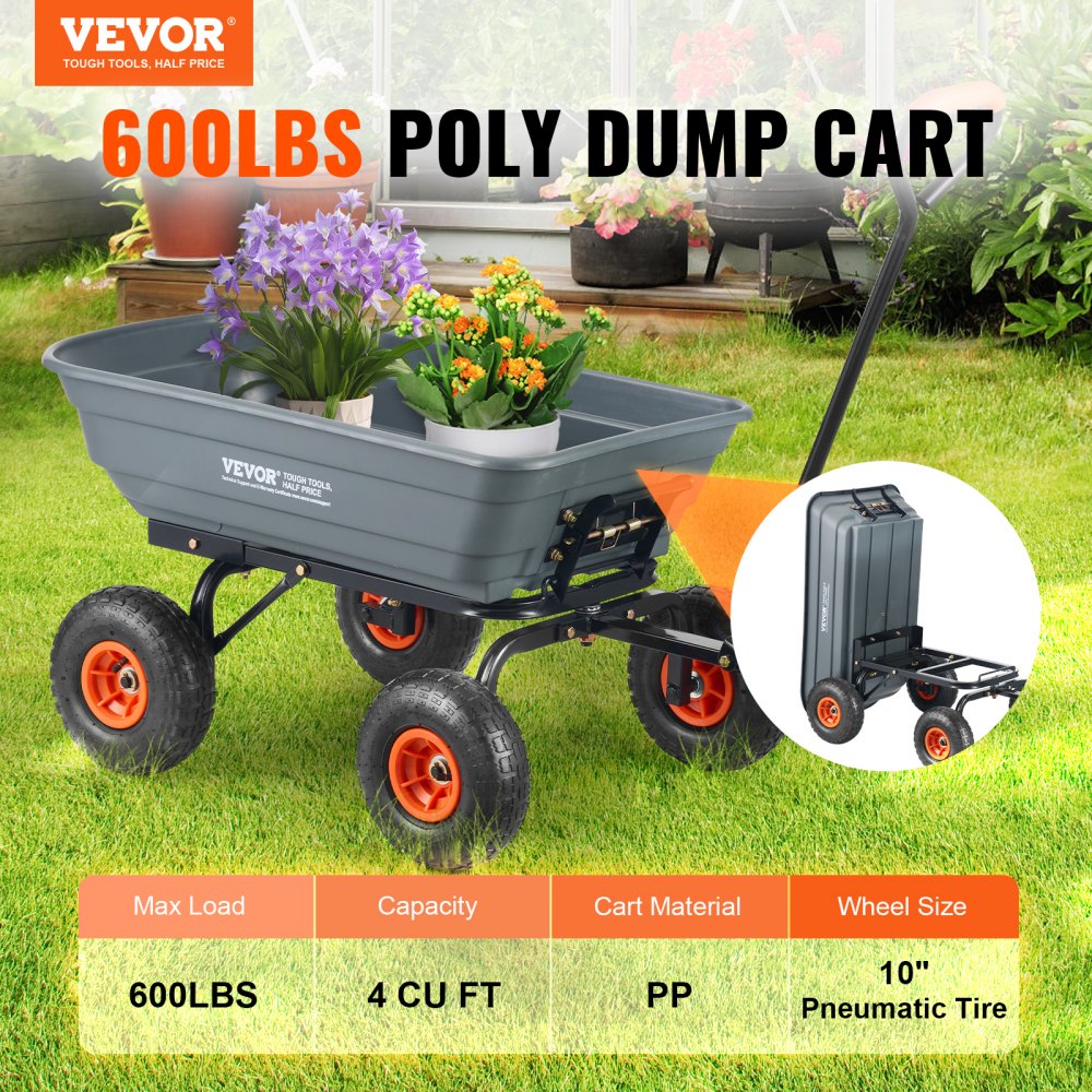 TC4253C - Versatile 600 lbs Dump Cart for Heavy-Duty Hauling