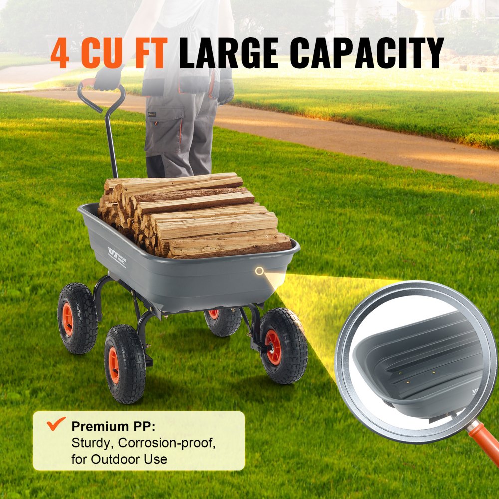 TC4253C - Versatile 600 lbs Dump Cart for Heavy-Duty Hauling