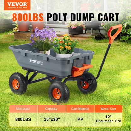 TC4270 - 800 lbs Capacity Dump Cart with 10" Wheels & Comfortable Handle