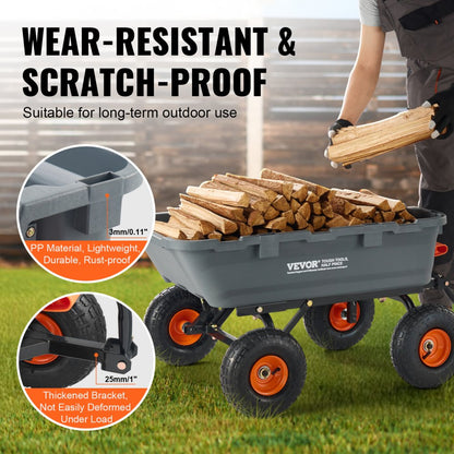 TC4270 - 800 lbs Capacity Dump Cart with 10" Wheels & Comfortable Handle