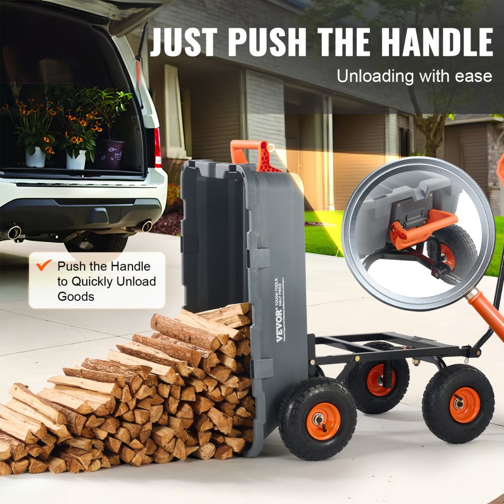 TC4270 - 800 lbs Capacity Dump Cart with 10" Wheels & Comfortable Handle