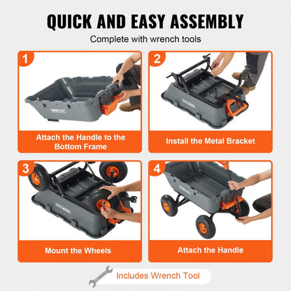 TC4270 - 800 lbs Capacity Dump Cart with 10" Wheels & Comfortable Handle