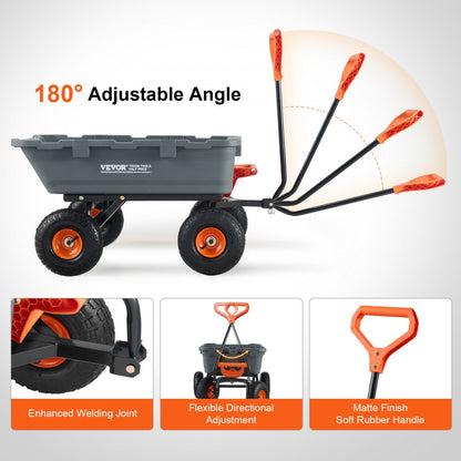 TC4270 - 800 lbs Capacity Dump Cart with 10" Wheels & Comfortable Handle