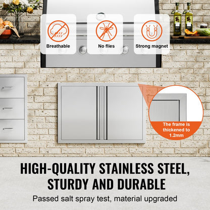 BH-008 - Sleek 30x21 Inch Stainless Steel BBQ Access Door for Outdoor Kitchens