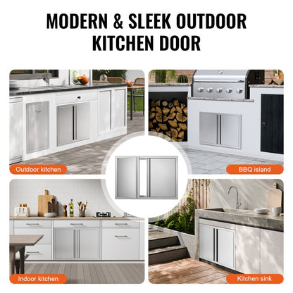 BH-008 - Sleek 30x21 Inch Stainless Steel BBQ Access Door for Outdoor Kitchens
