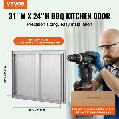BH-010 - 31" x 24" Stainless Steel BBQ Access Door for Outdoor Kitchens