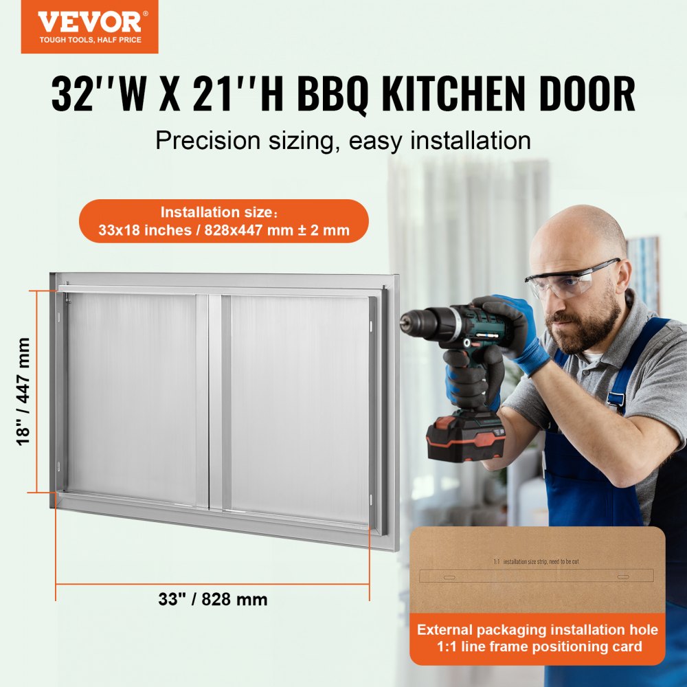 BH-011 - 36"x21" Stainless Steel BBQ Access Door for Outdoor Kitchens