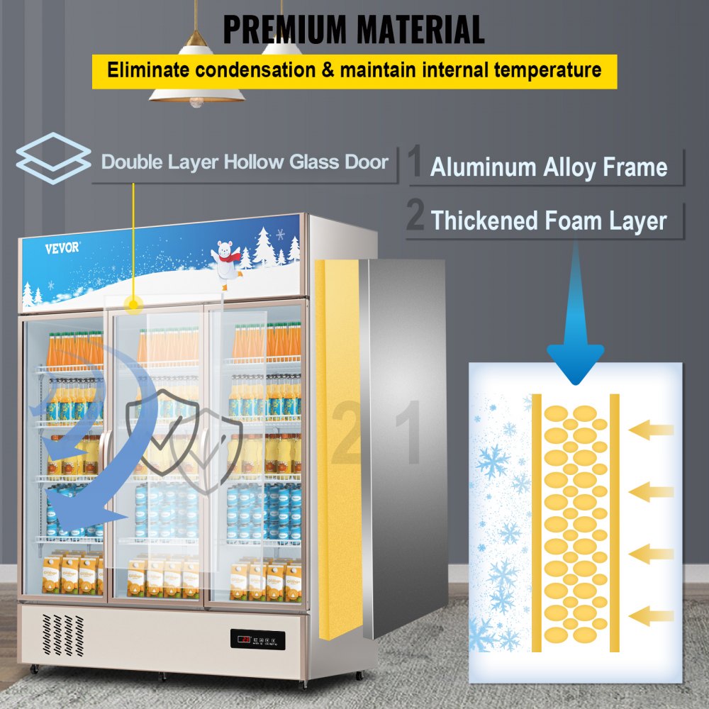 LC-1500 - Sleek Commercial Refrigerator with Glass Door and LED Light