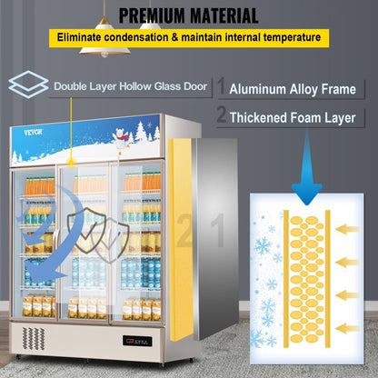 LC-1500 - Sleek Commercial Refrigerator with Glass Door and LED Light