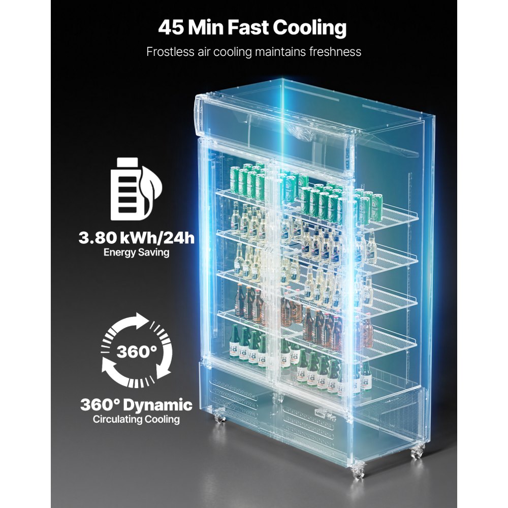 SC-1060FA - 36.27 cu.ft Glass Door Beverage Fridge with LED & Adjustable Shelves