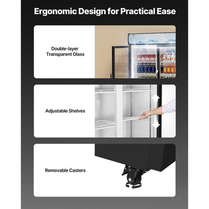 SC-1060FA - 36.27 cu.ft Glass Door Beverage Fridge with LED & Adjustable Shelves