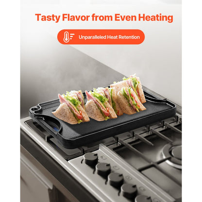 GP14x8.5 - Durable Cast Iron Reversible Griddle for Even Cooking