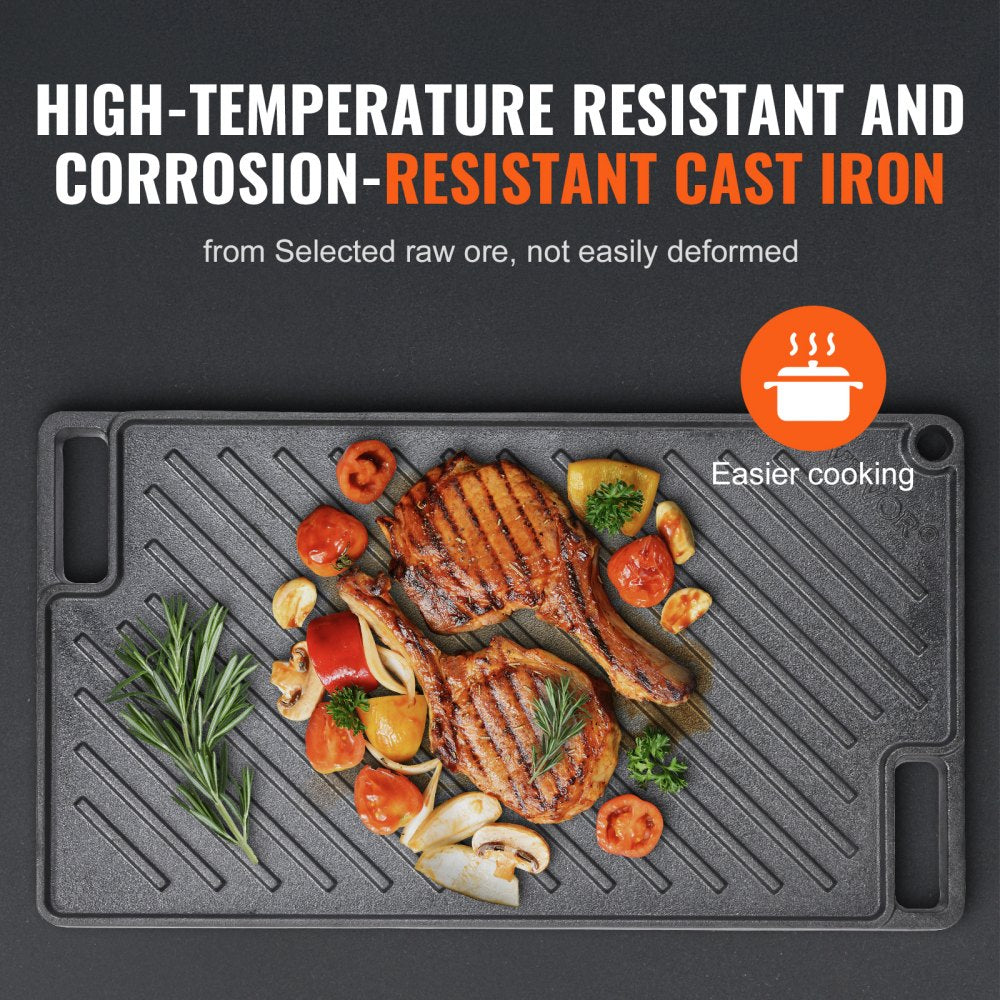 GP46x26 - Versatile 9.7"x16.7" Cast Iron Griddle for Indoor/Outdoor Cooking