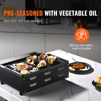 GP46x26 - Versatile 9.7"x16.7" Cast Iron Griddle for Indoor/Outdoor Cooking