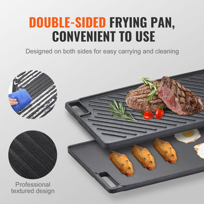 GP46x26 - Versatile 9.7"x16.7" Cast Iron Griddle for Indoor/Outdoor Cooking
