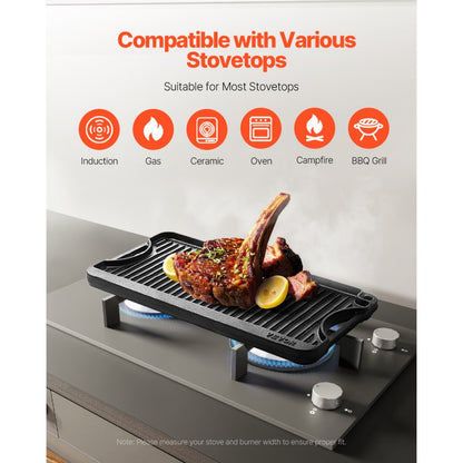 GP20x10 - Durable Reversible Griddle Pan for Even Cooking