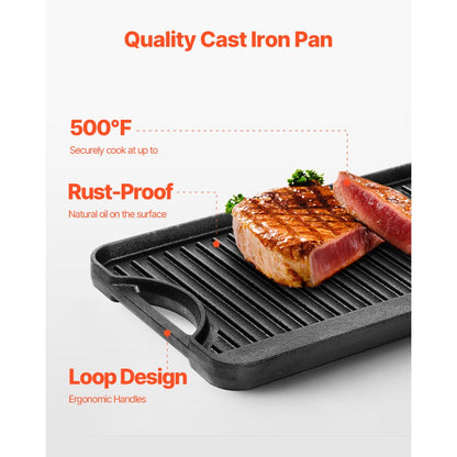GP20x10 - Durable Reversible Griddle Pan for Even Cooking