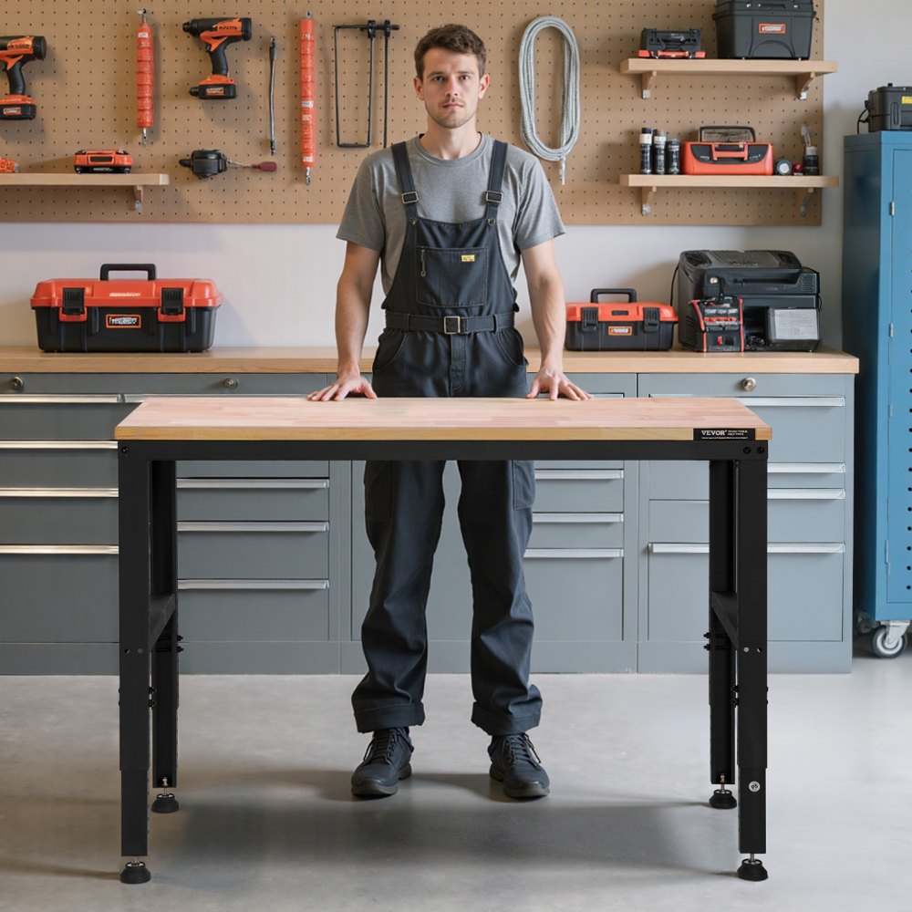 M4820 - Adjustable 48" VEVOR Workbench with Power Outlets & Hardwood Top