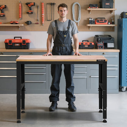 M4820 - Adjustable 48" VEVOR Workbench with Power Outlets & Hardwood Top