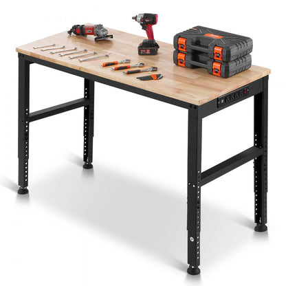 M4820 - Adjustable 48" VEVOR Workbench with Power Outlets & Hardwood Top
