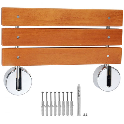 LY010 - Space-Saving Wall-Mounted Teak Shower Seat, 20.1" x 13.2"