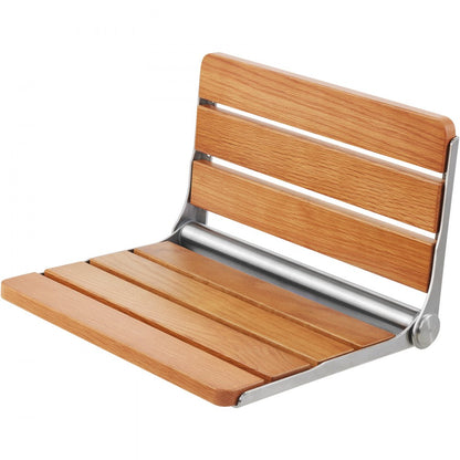 LY007 - 16.1" Oak Folding Shower Seat, Supports 440 lbs, Space-Saving Design