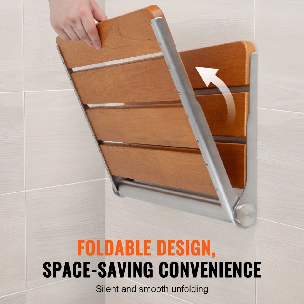 LY007-3 - Elegant Folding Teak Shower Seat, Space-Saving & 500 lbs Capacity