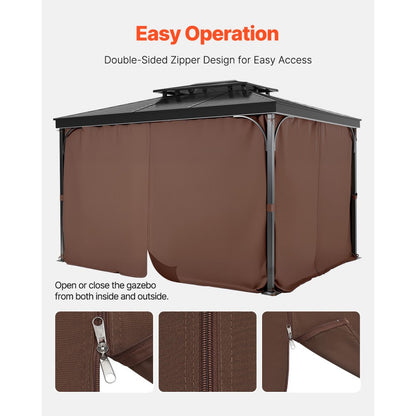 JDC-33CF - Waterproof 10' x 10' Gazebo Curtain with Double-Sided Zipper